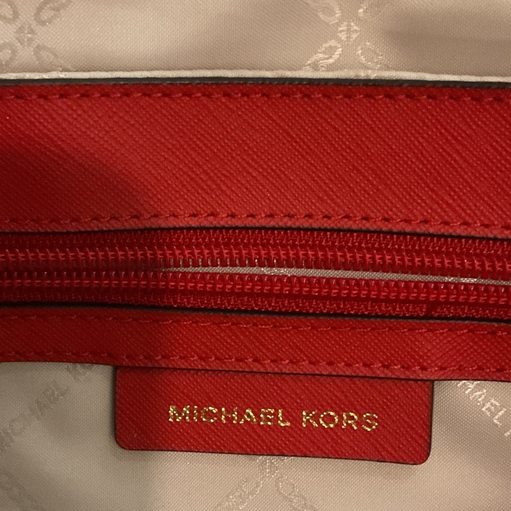 Michael Kors Red Shoulder Bag with Gold Accents tote bag. - Picture 6 of 9